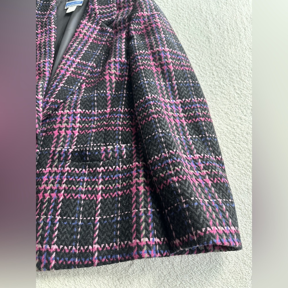 Pendleton Women’s Wool Checkered Jacket Blazer size 10 USA Made pink black plaid - Picture 3 of 12